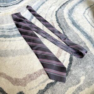 Michael Kors Men's Silk Neck Tie Grey with Pink Accents